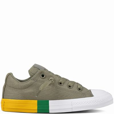 Converse Chuck Taylor All Star Street Tri-block Midsole Low Tops Kids - Dark/Yellow Shoes (377UASHM)